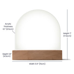LED acrylic dome plaque dimensions with wooden base